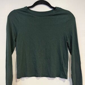 Old Navy Long Sleeve Green Crop Athleisure Casual Top Women’s Size Small